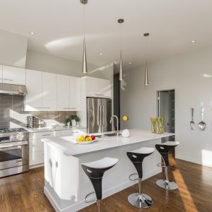 A beautiful shot of a modern house kitchen