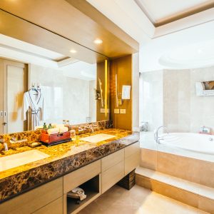 BANGKOK, THAILAND - AUGUST 12 2016: Beautiful luxury bathroom interior decoration in Hotel